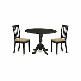 East West Furniture - DLAN3-BLK-C 3 Pc Dinette Table set-Dining Table and 2 Dining Chairs - Black