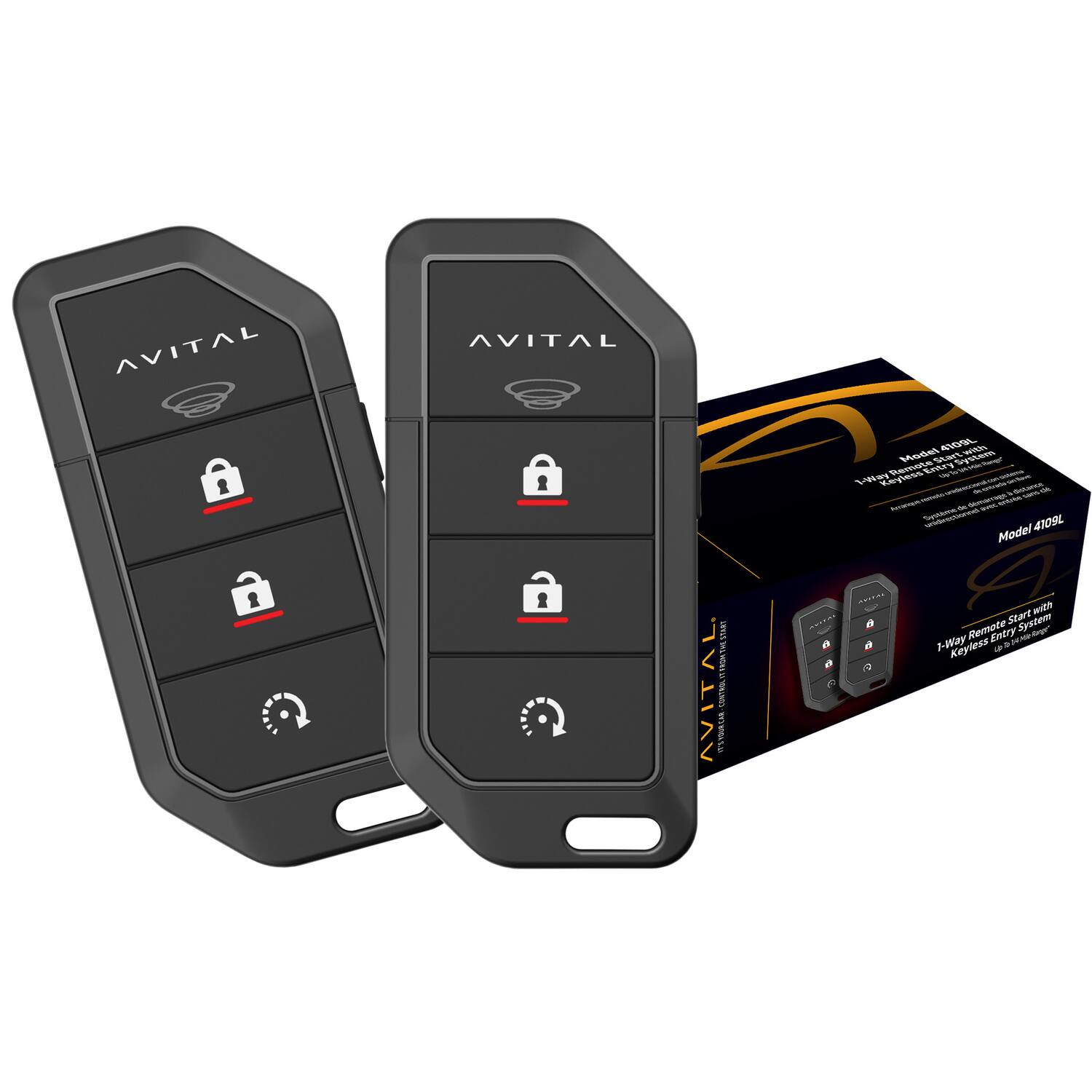 AVITAL
AVITAL 2
AVITAL CONTROL
THCSwat Contrabuc
BOal 40
Model MASS
System /a UNRRes Entry - - oy Keytss - -a - - - - - - - - - - MSRS - 4109L
Model ...... midh Start System Remote Entry - e a -Way Keyless LE
Model 4109L
1-Way Remote Start with Keyless Entry System