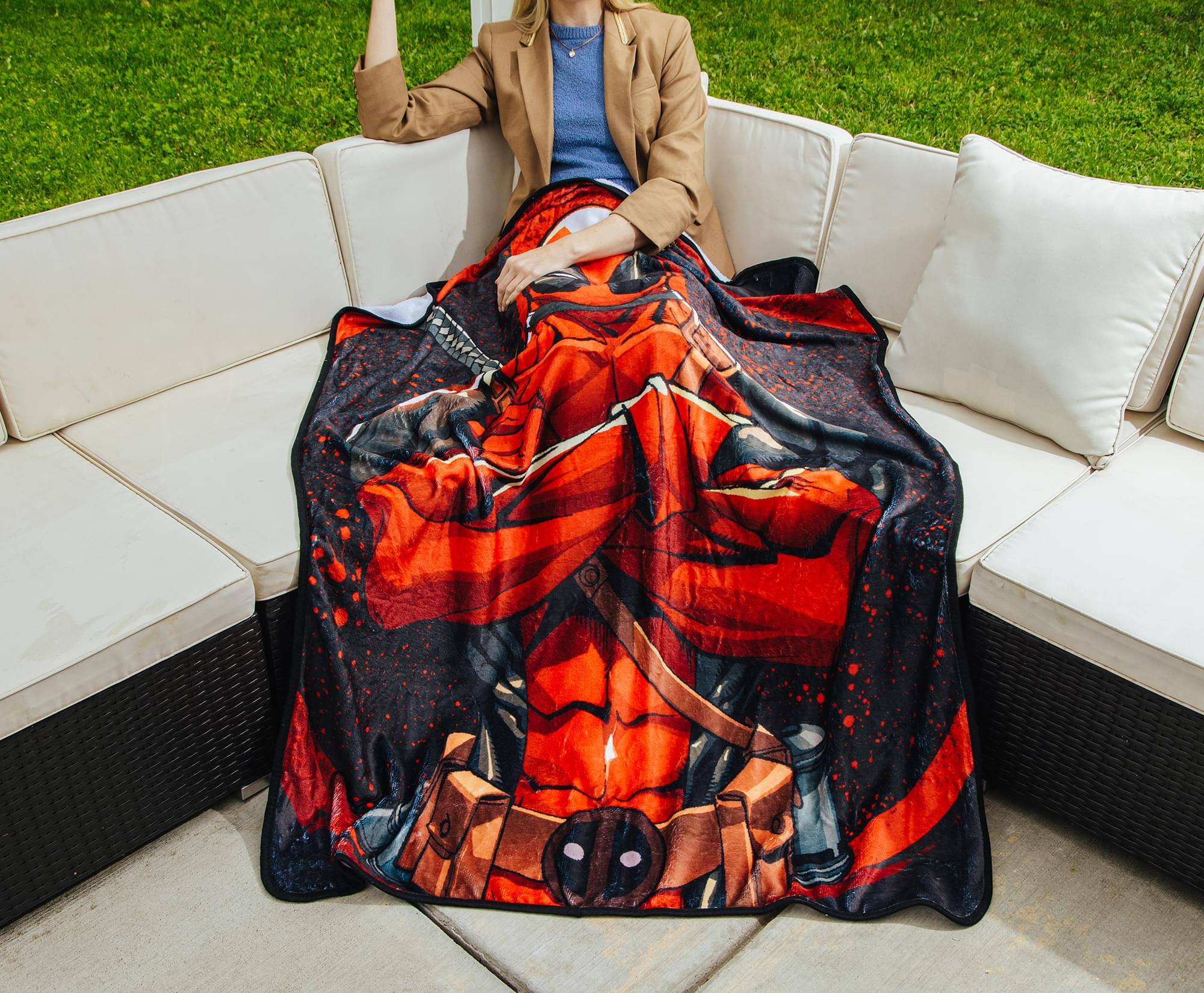 Alt View 2. Surreal Entertainment - Marvel Deadpool Arms Crossed Fleece Throw Blanket | 45 x 60 Inches - Multi-Colored.