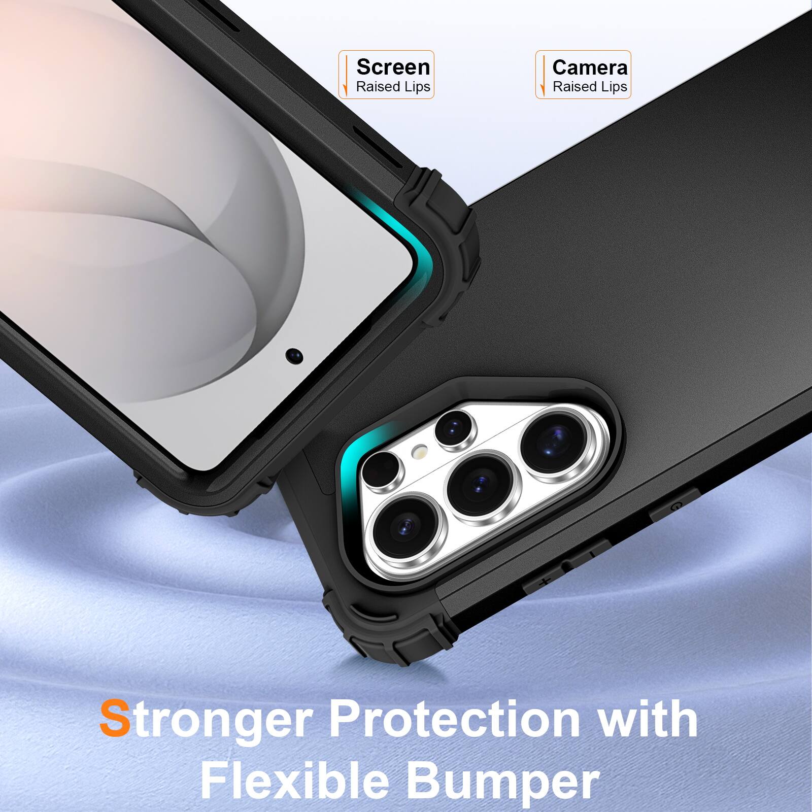 Screen Raised Lips  
Camera Raised Lips  
Stronger Protection with Flexible Bumper