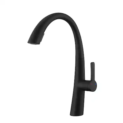 Front. Siljoy - Stainless Steel Pull Out Kitchen Faucet - Matte Black.