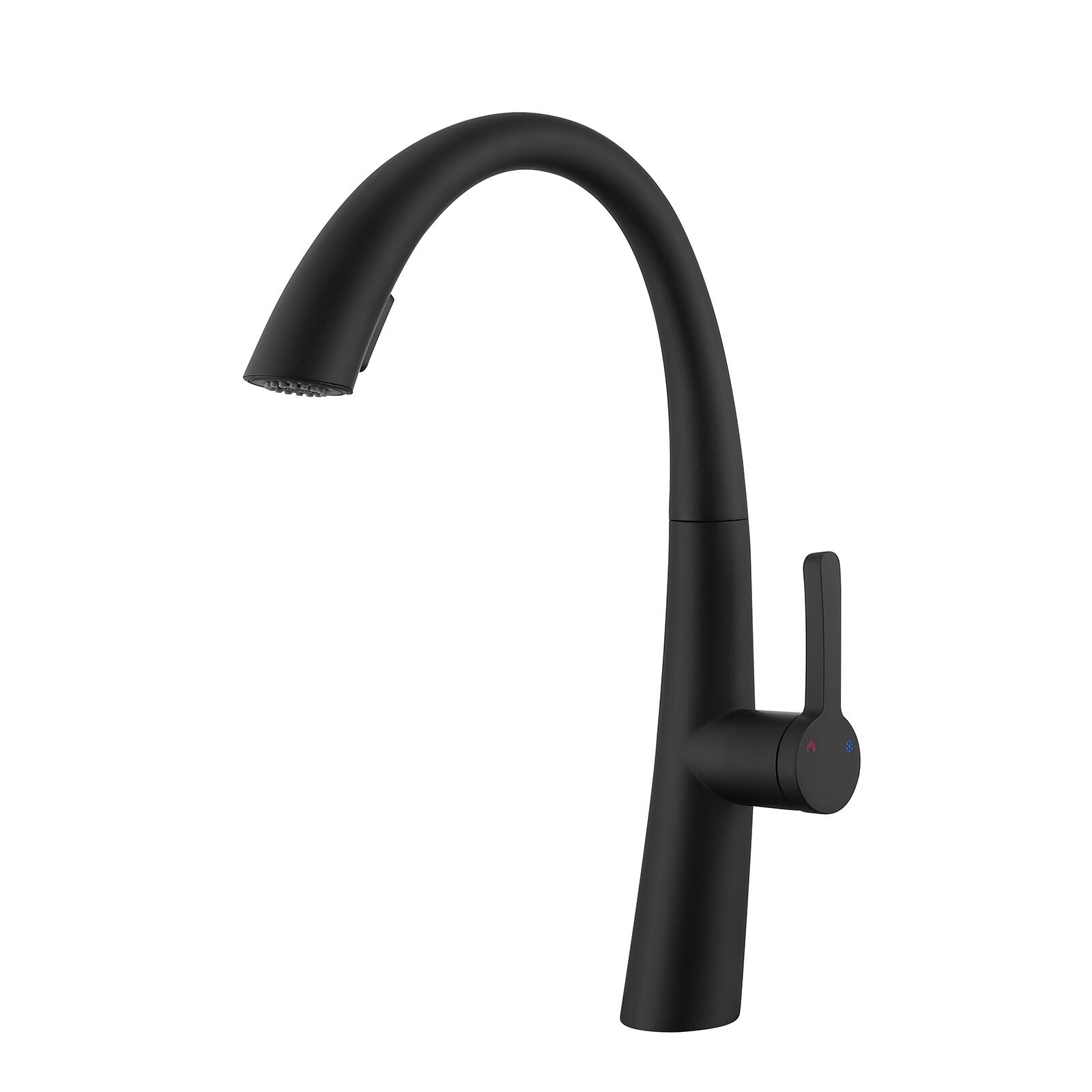 Front. Siljoy - Stainless Steel Pull Out Kitchen Faucet - Matte Black.