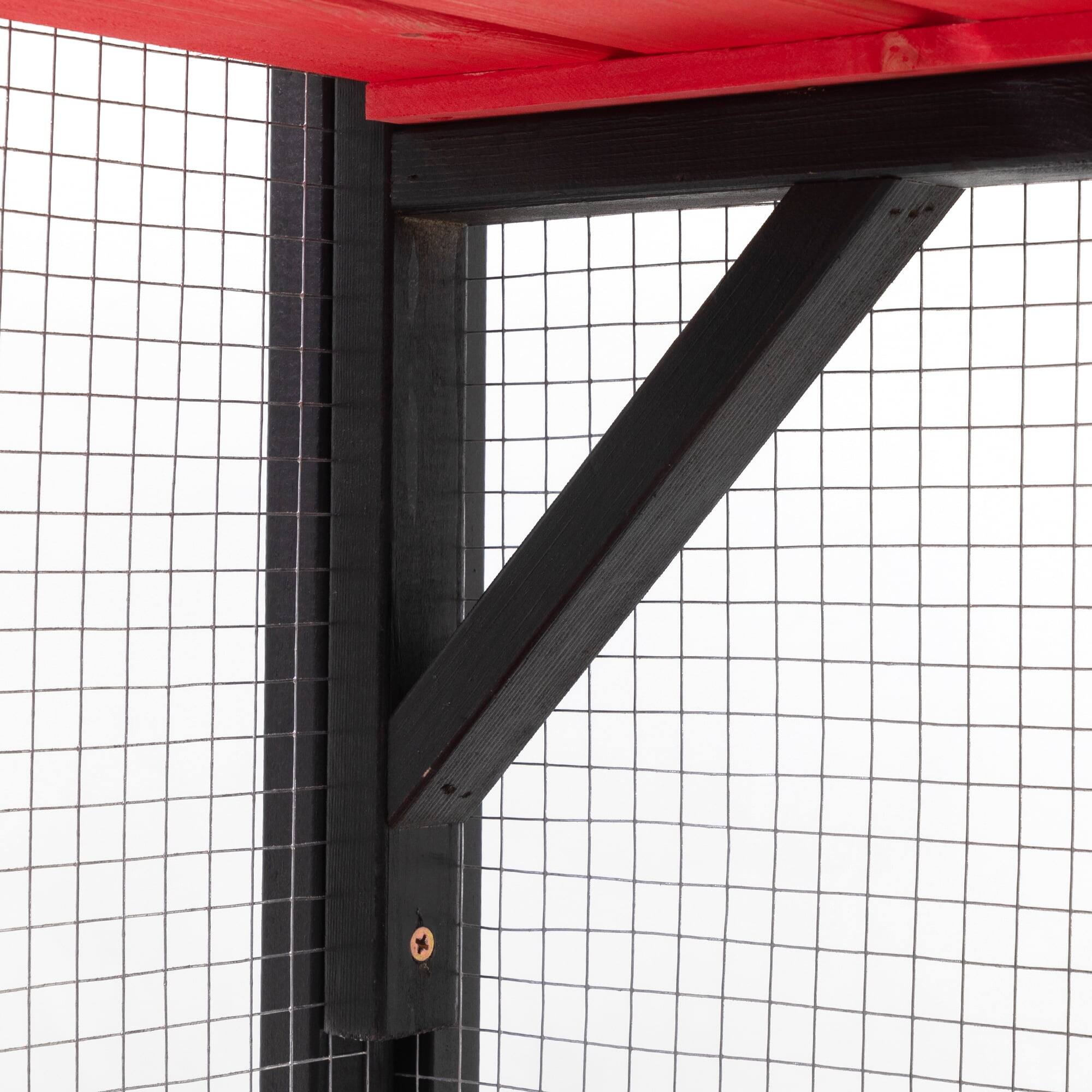 Left. Pefilos - 70" Outdoor Cat House for Large Cats, Wood Cat Cage with Platforms, Gothic Kitty Catio Condo Playpen.