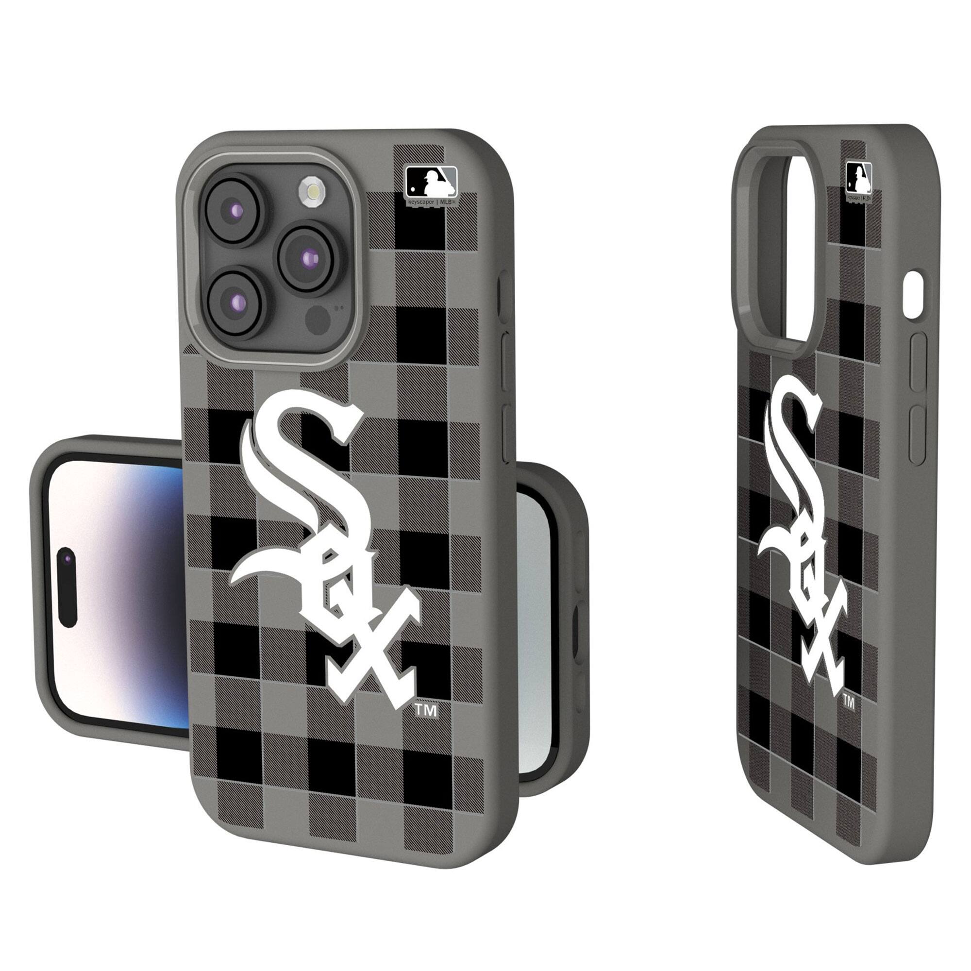 Front. Keyscaper - Chicago White Sox Plaid Soft Touch iPhone Case - 14 - Gray.
