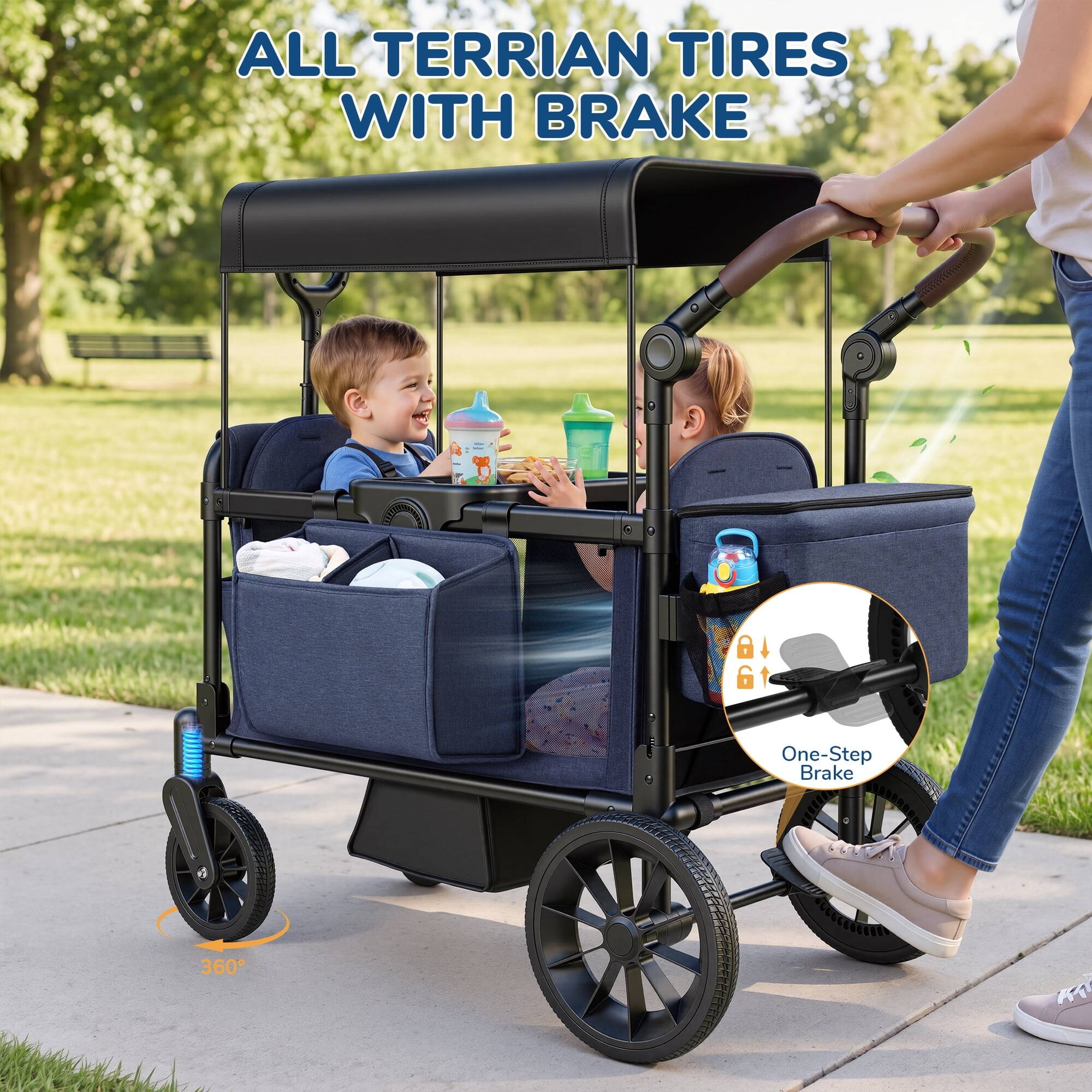 ALL TERRAIN TIRES WITH BRAKE

One-Step Brake

360°