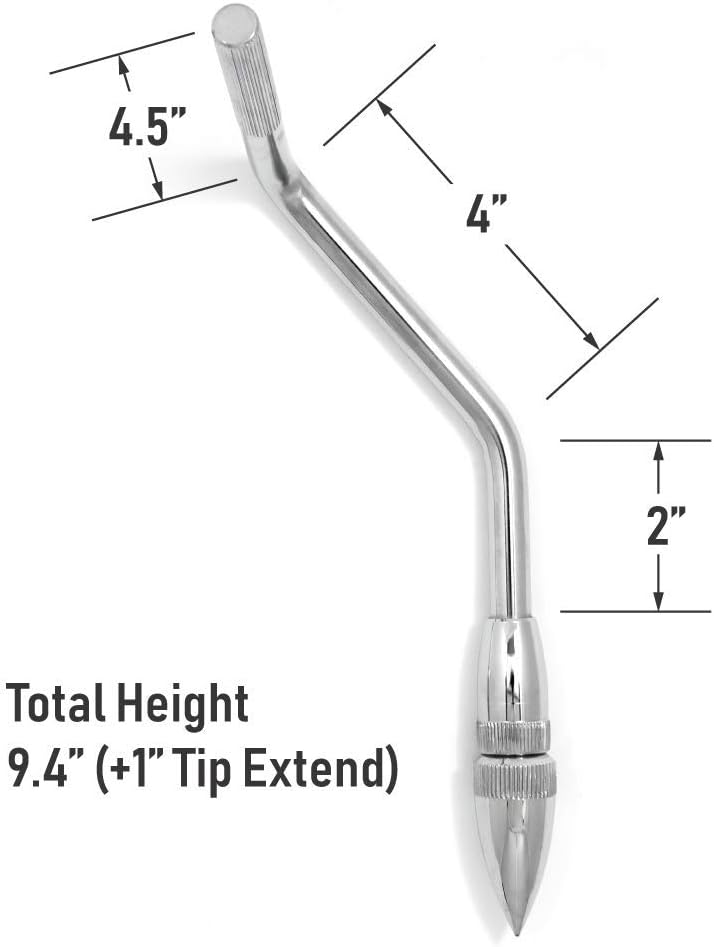 4.5"  
4"  
2"  
Total Height 9.4" (+1" Tip Extend)