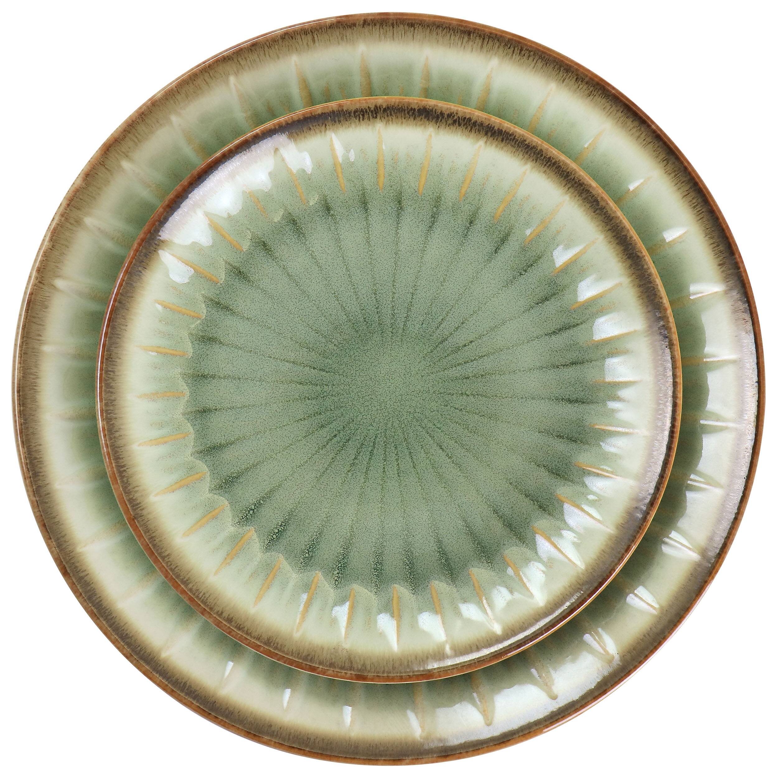 Alt View 4. Gibson - Gibson Elite Mayfair Bay 12 Piece Stoneware Dinnerware Set in Green - Green.