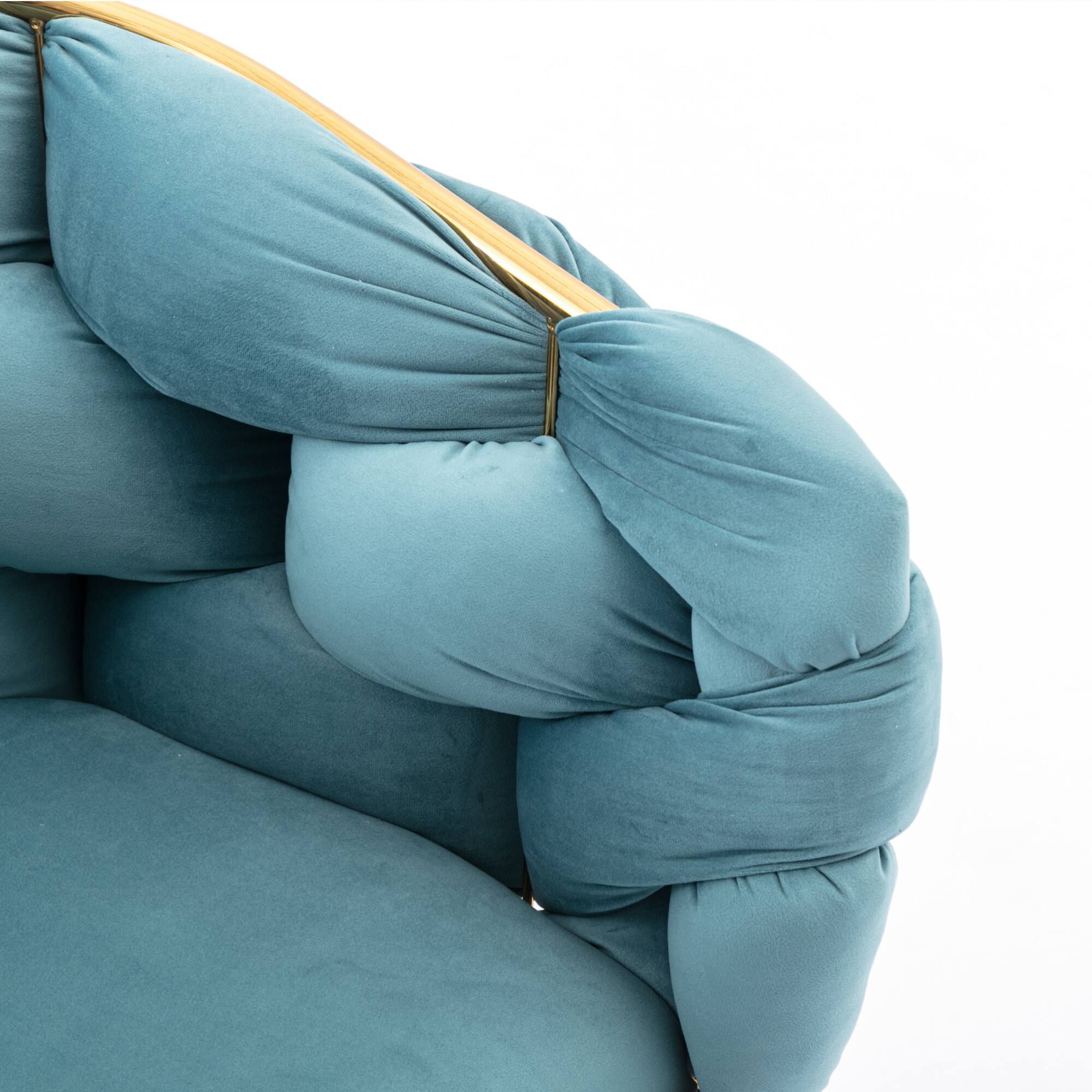 Alt View 4. GOODSILO - Modern Velvet Accent Chair for Bedroom Living Room Comfortable Single Seater Upholstered Lazy Sofa - Blue.