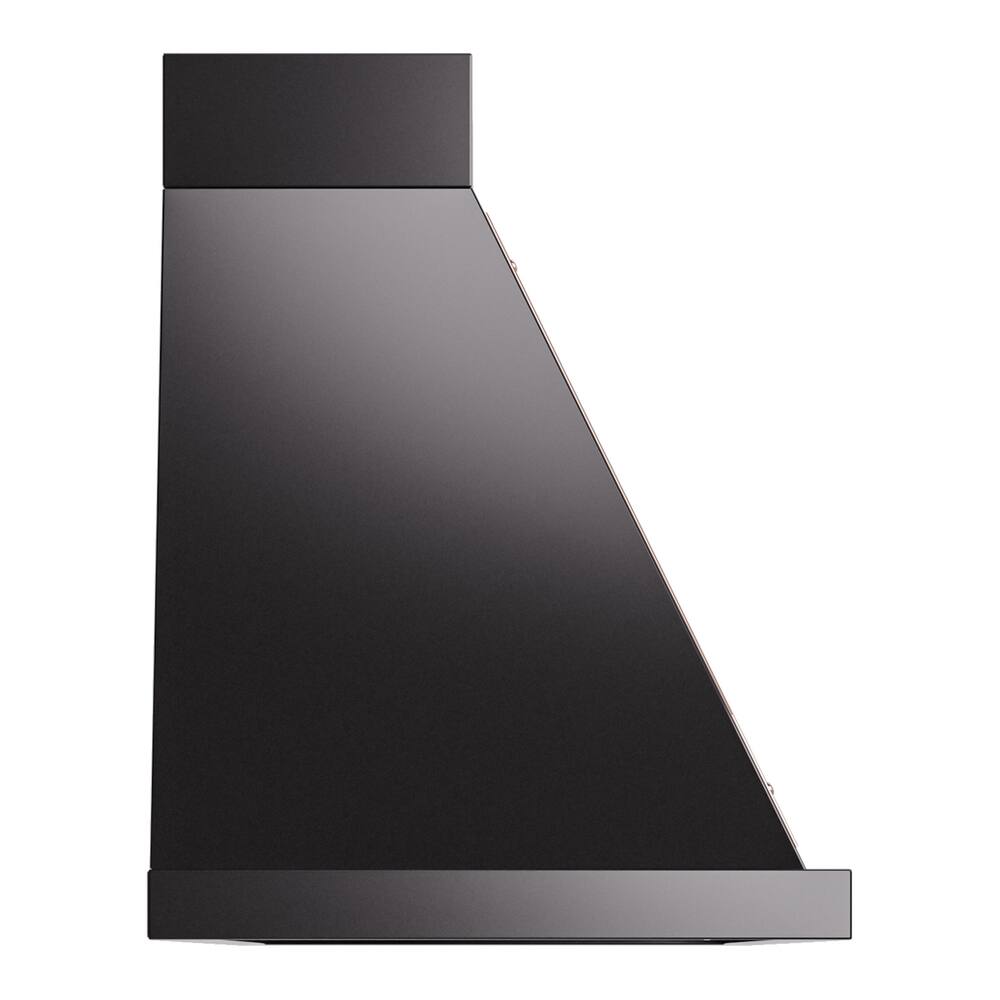 Alt View 2. ILVE - ILVE Nostalgie II Noblesse 60 inch Ducted Wall Mount Range Hood with 600 CFM (Glossy Black, Copper Trim) - Glossy Black.