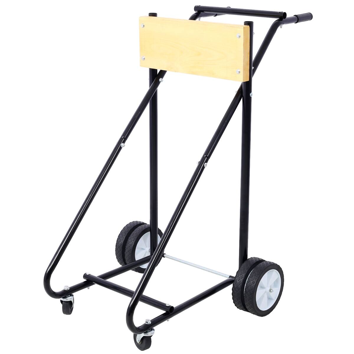 Angle. Ropilly - Ropilly Outboard Motor Stand with Wheels, Steel Outboard Engine Carrier Cart, Wooden Mounting Board, 315 lb Capacity - Black.