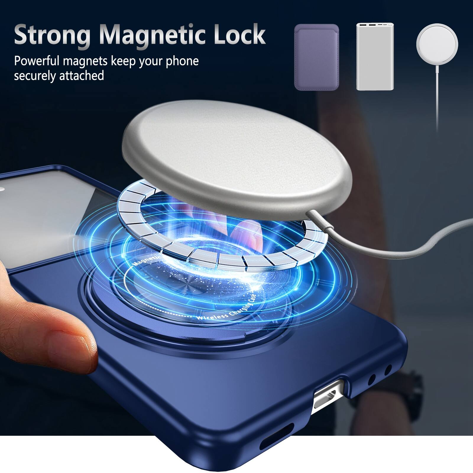 Strong Magnetic Lock  
Powerful magnets keep your phone securely attached  

Cast Wireless Charging