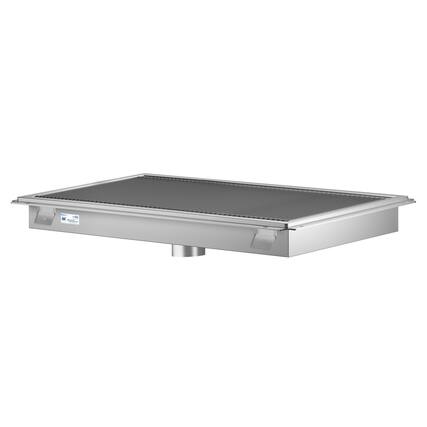 Front. Koolmore - 24" x 36" Stainless Steel Floor Trough Drain, 14-Gauge with Subway-Style Grating & Removable Drain Basket, NSF Listed - Stainless-Steel.
