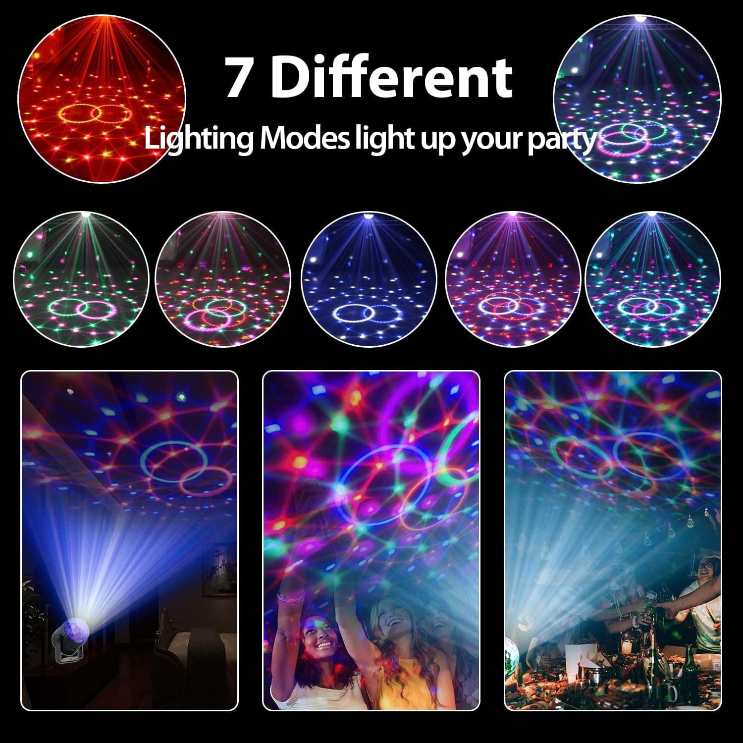 7 Different Lighting Modes light up your party