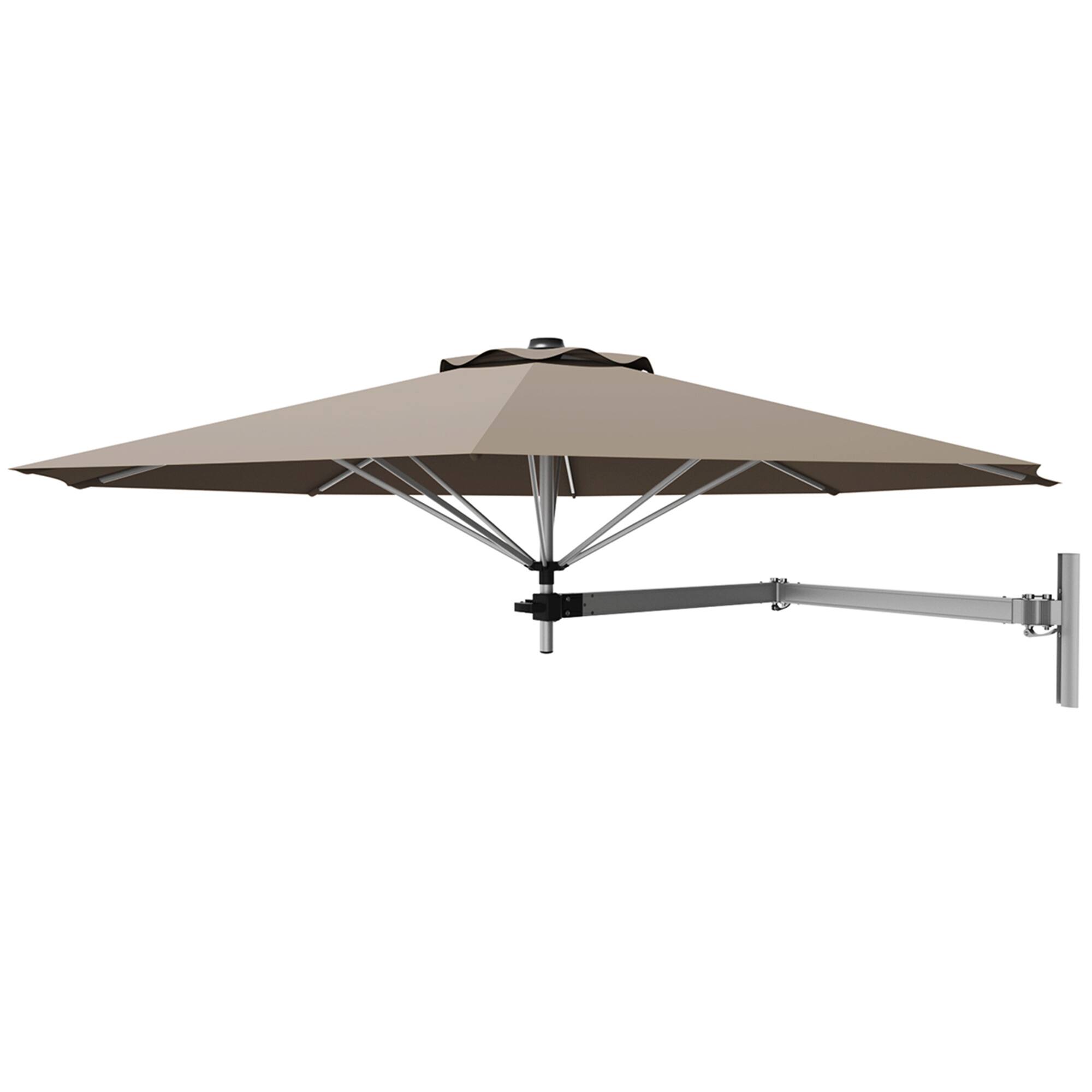 Alt View 4. Gymax - Gymax 8FT Patio Wall Mounted Cantilever Umbrella Parsol w/ Adjustable Pole Tan - Tan.