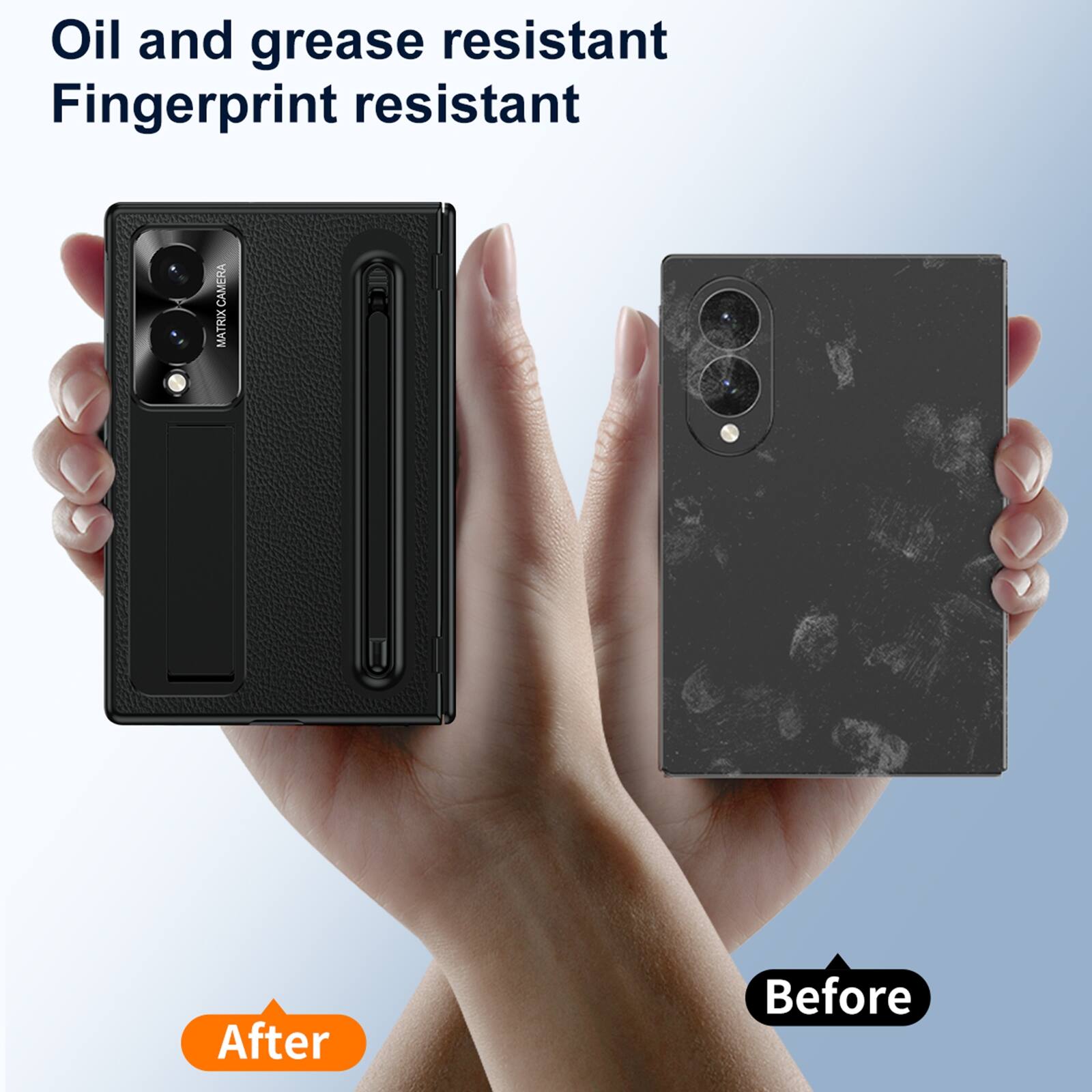 Oil and grease resistant  
Fingerprint resistant  

CAMERA MATRIX  

After  
Before