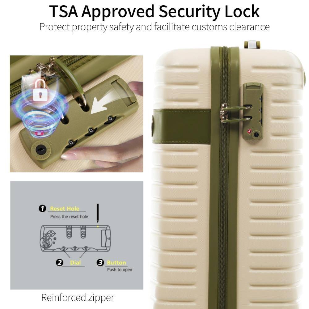 TSA Approved Security Lock  
Protect property safety and facilitate customs clearance  

1. Reset Hole  
Press the reset hole  

2. Dial  

3. Button  
Push to open  

Reinforced zipper