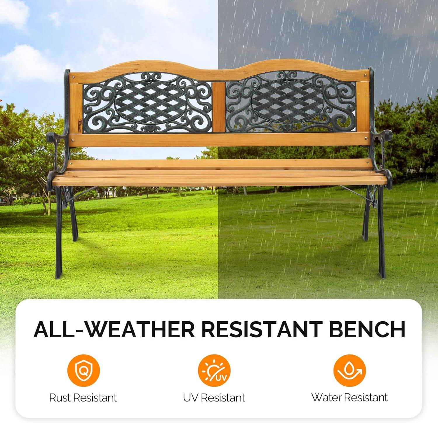 ALL-WEATHER RESISTANT BENCH

- Rust Resistant
- UV Resistant
- Water Resistant