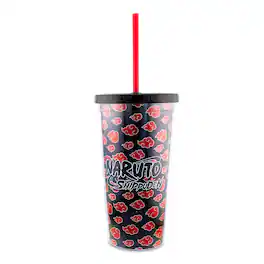 Just Funky - Naruto Shippuden Akatsuki 20-Ounce Carnival Cup With Lid and Straw - Red