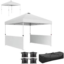 Outsunny - 10' x 10' Pop Up Canopy Tent with 2 Half Sidewalls, UV50+ Instant Sun Shelter, Tents for Parties - White