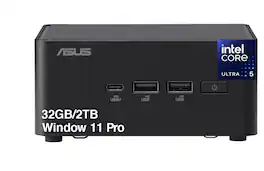 ASUS - Upgraded - NUC 14 Pro Tall Mini Desktop (Intel Ultra 5-135H vPro Enterprise, 32GB DDR5, 2TB PCIe SSD, Win 11 Pro) w/USB Hub - Black