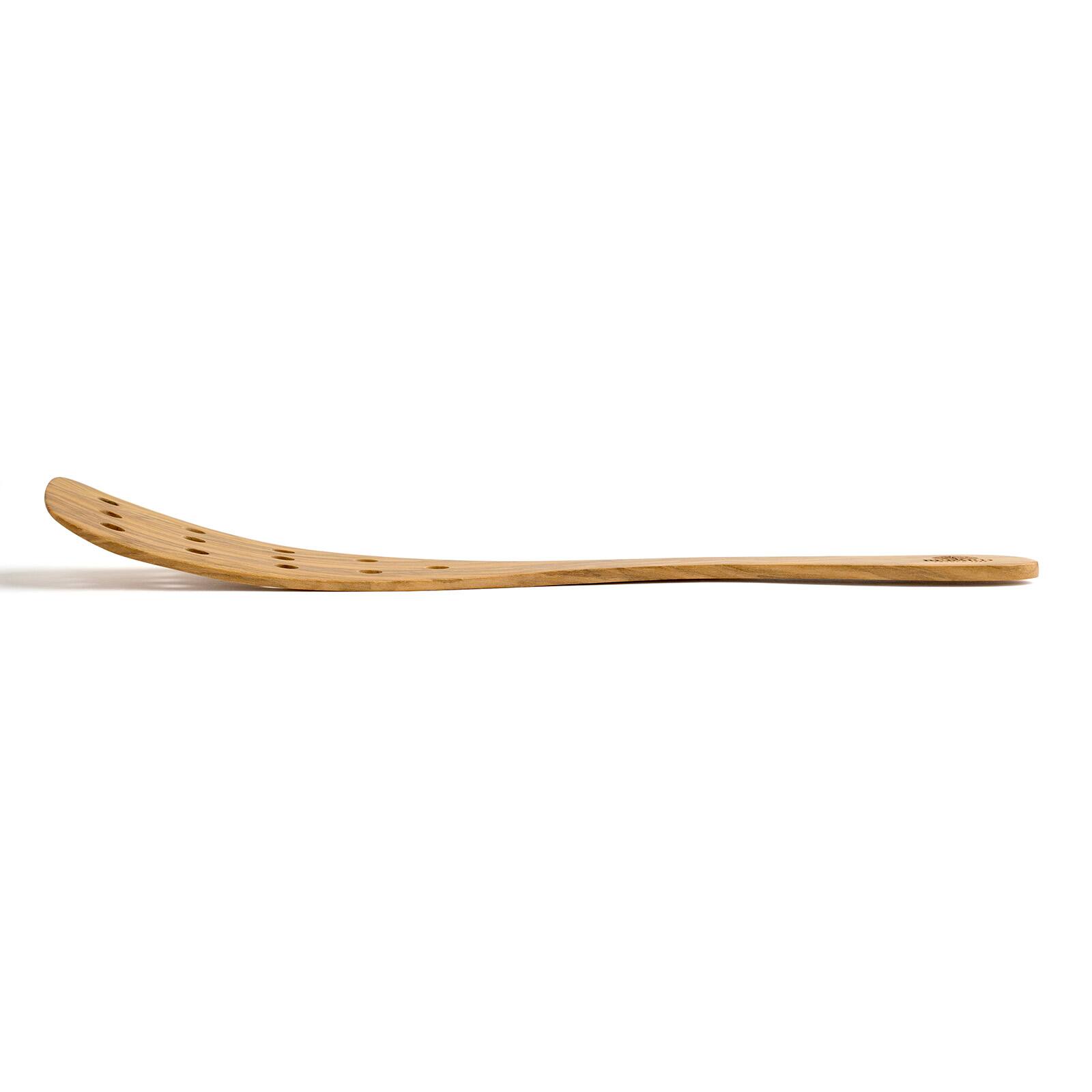 Alt View 2. Berard - Handcrafted Olive Wood 12 Inch Curved Slotted Spatula - Brown.