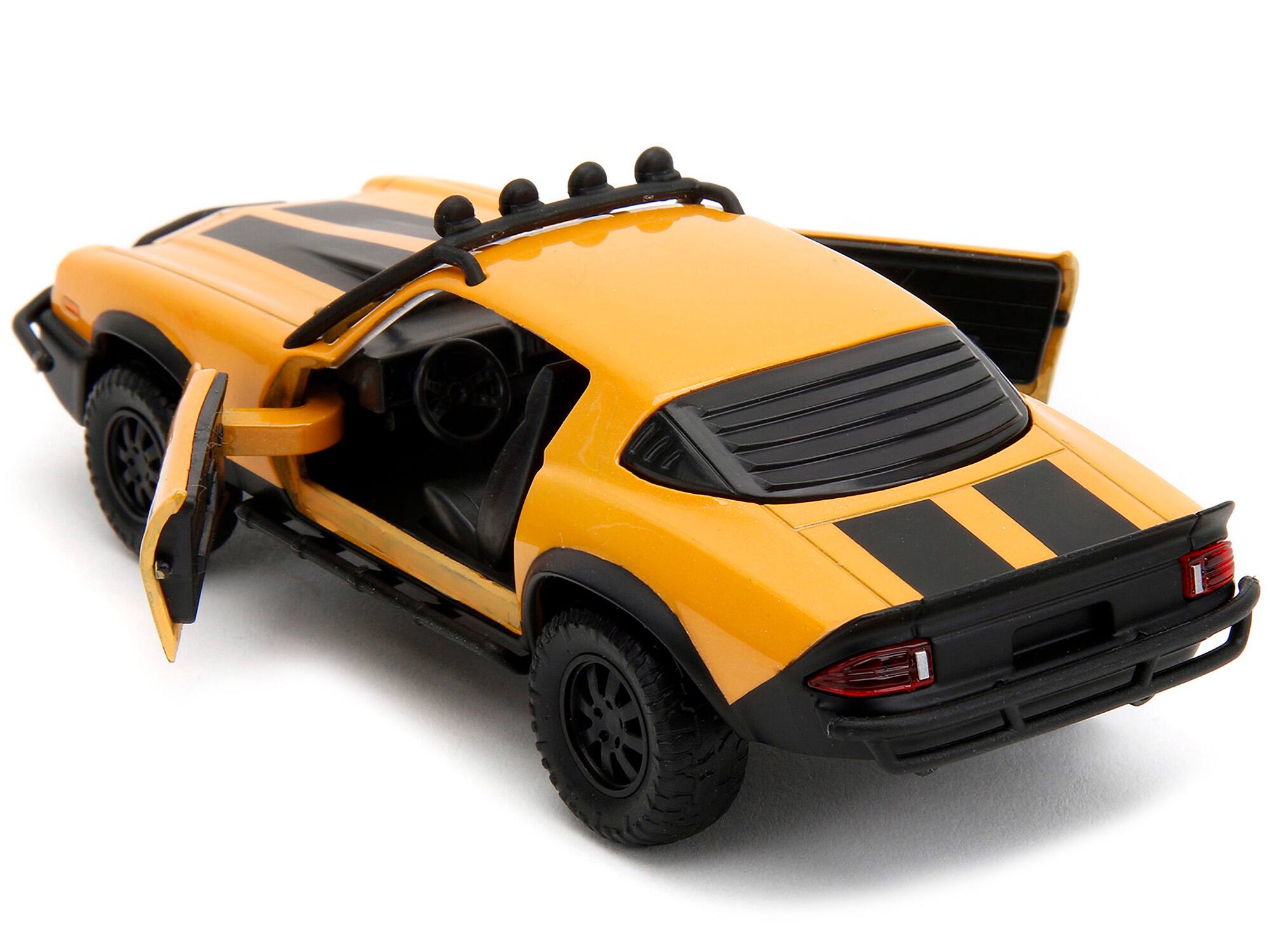 Back. Jada - 1977 Chevrolet Camaro Off-Road Yellow Metallic Black Stripes Transformers Rise of the Beasts 2023 Hollywood Rides 1/32 - Yellow Metallic With Black.
