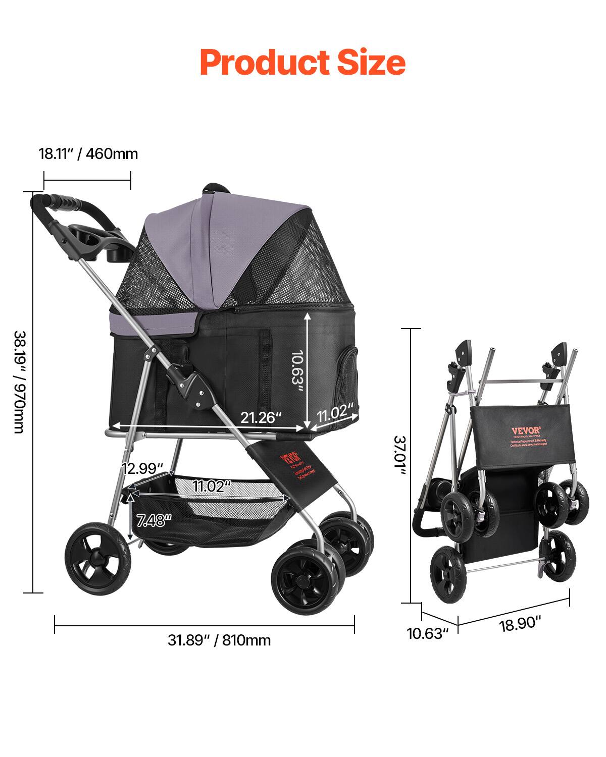 Product Size

- 18.11" / 460mm
- 38.19" / 970mm
- 12.99"
- 11.02"
- 21.26"
- 11.02"
- 37.01"
- 7.48"
- 31.89" / 810mm
- 10.63"
- 18.90"