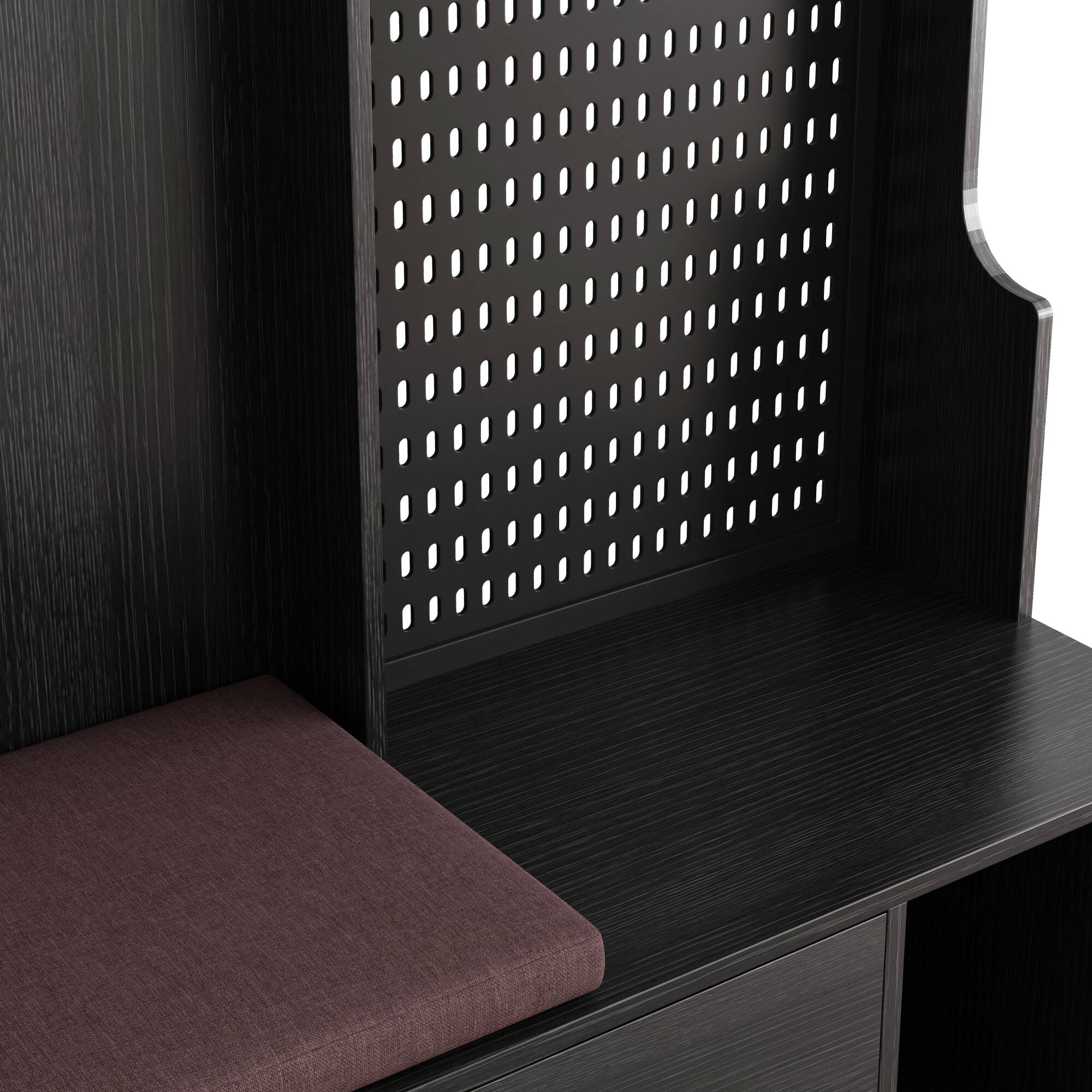 Alt View 10. GOODSILO - Multifunctional Entryway Storage Bench with Coat Rack, Shelves, and Customizable Pegboard for Organized Home Entry - Black.