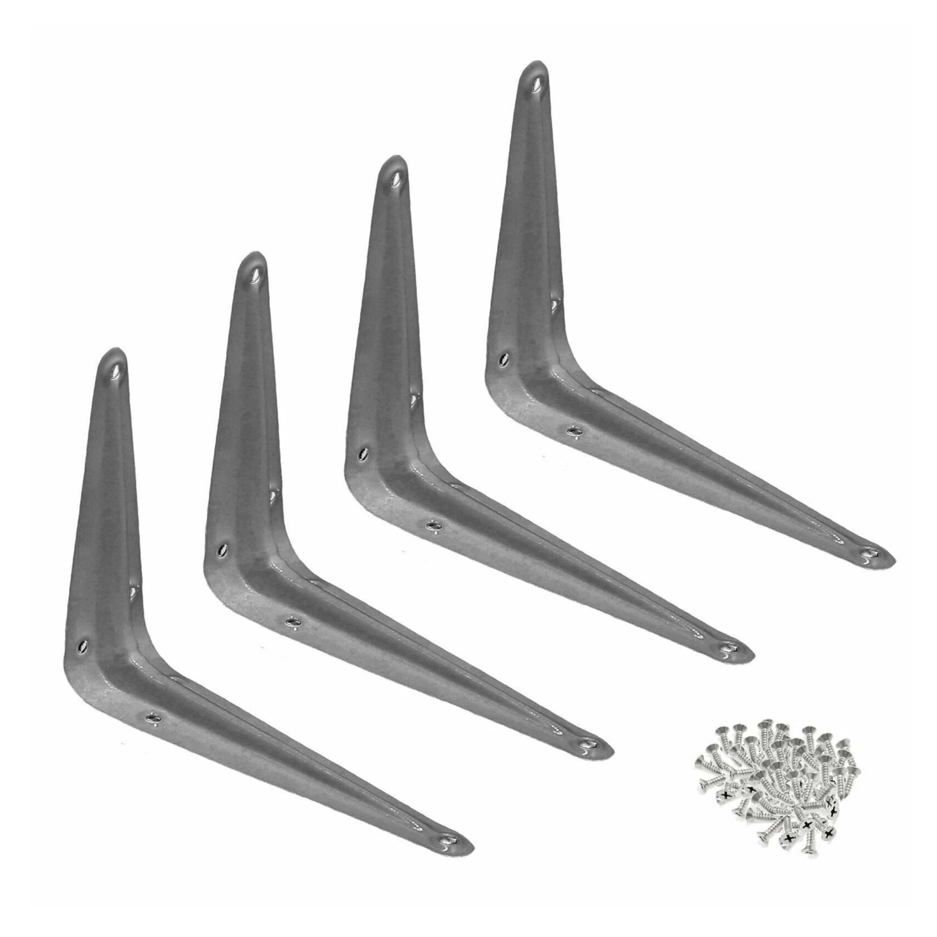 Front. Kitcheniva - 3" x 4" Inch Steel Metal Wall Shelf Brackets For Book Countertop Support Pack Of 4 Gray - Gray.