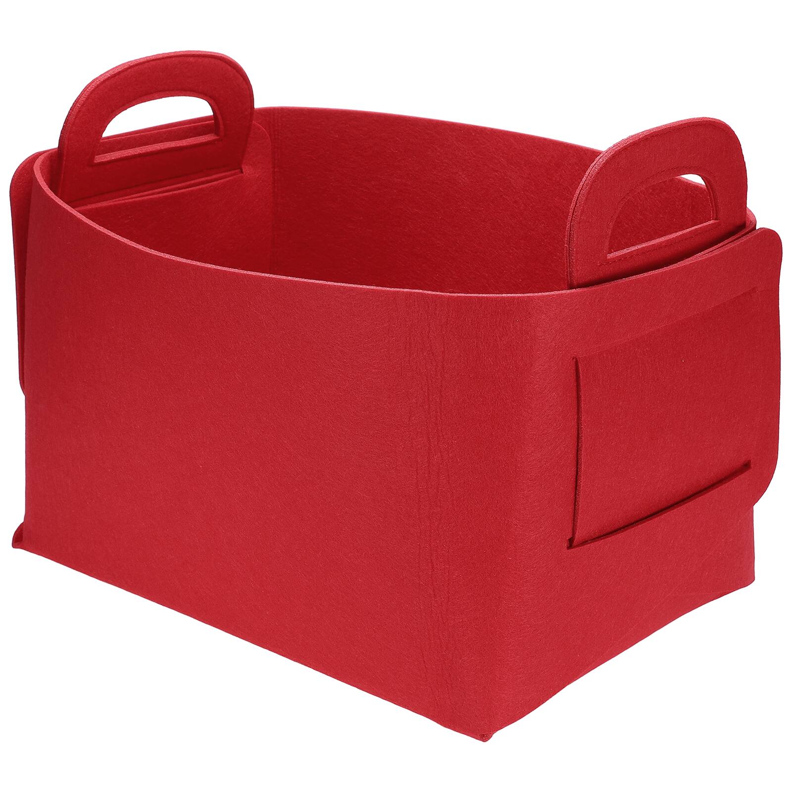 Front. Unique Bargains - Felt Storage Bin 14.2x9.8x9" Foldable Handles Collapsible Organizer for Shelves, Closet, Books, Office, Bedroom - Red.