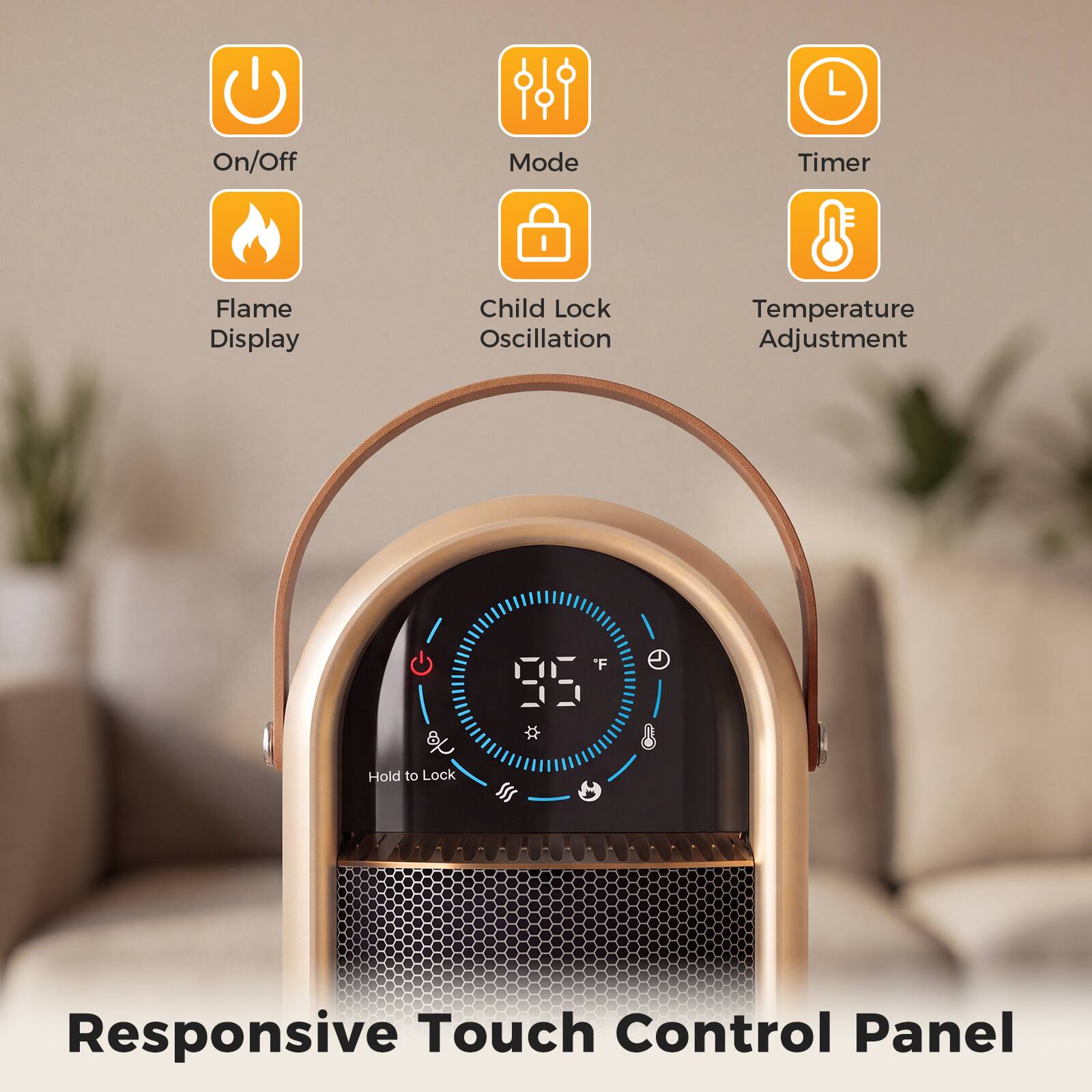 Sweetcrispy Ceramic Tower Space Heater for Indoor Use, 60° Oscillation ...