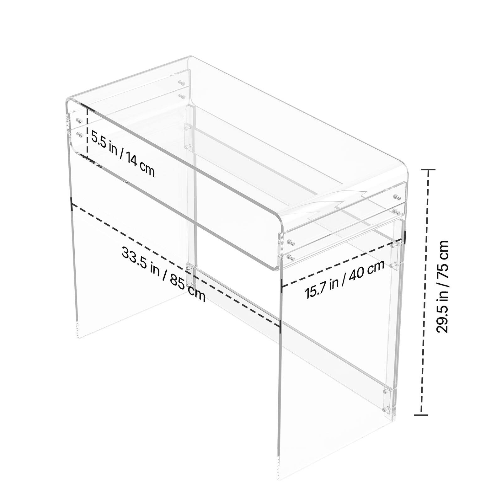 5.5 in / 14 cm  
33.5 in / 85 cm  
15.7 in / 40 cm  
29.5 in / 75 cm