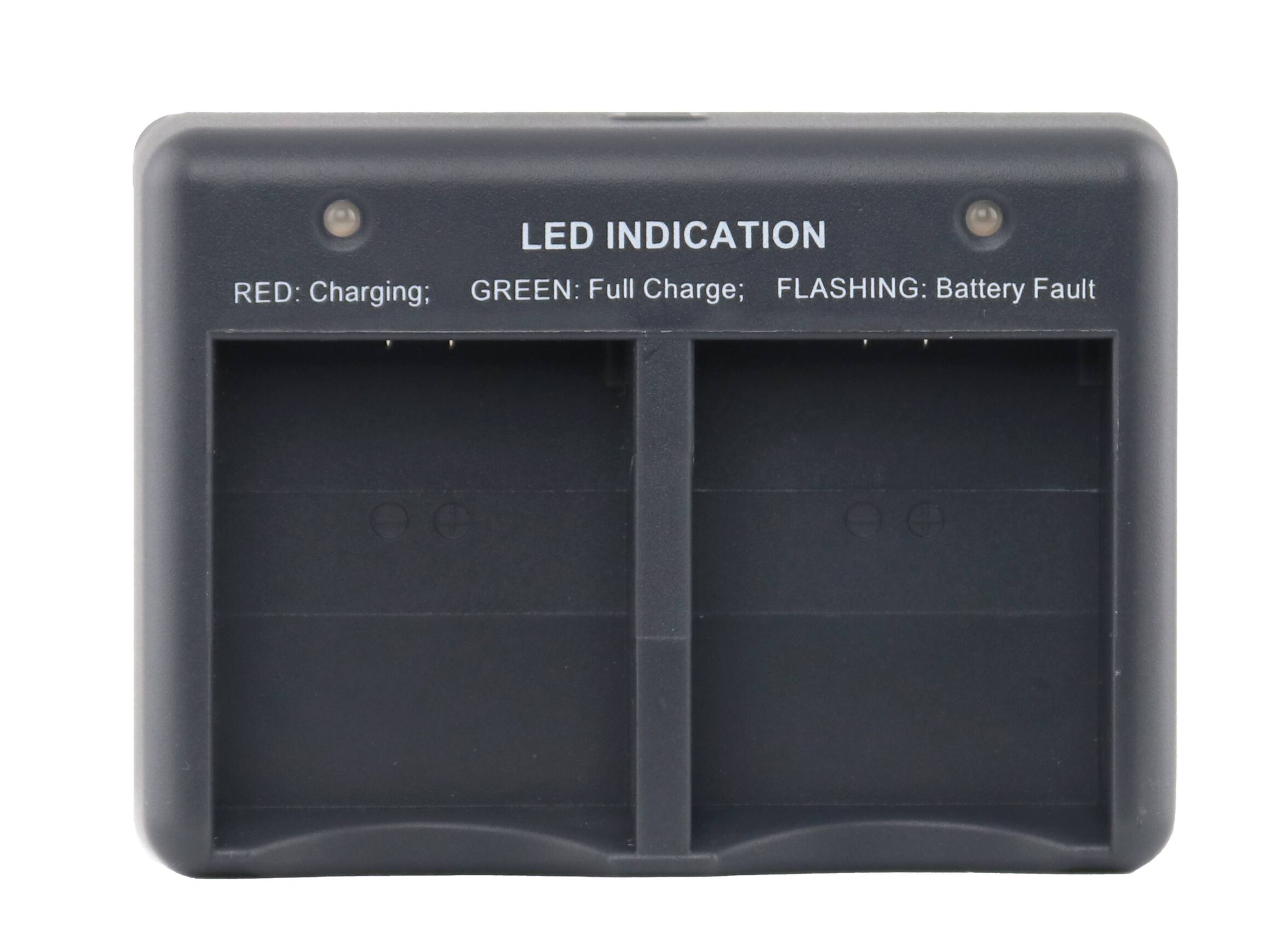 LED INDICATION  
RED: Charging;  
GREEN: Full Charge;  
FLASHING: Battery Fault
