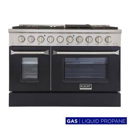 Kucht - 48 in. 6.7 cu. ft. Propane Gas Range with Sealed Burners and Two Ovens - One Convection - in Black - Black