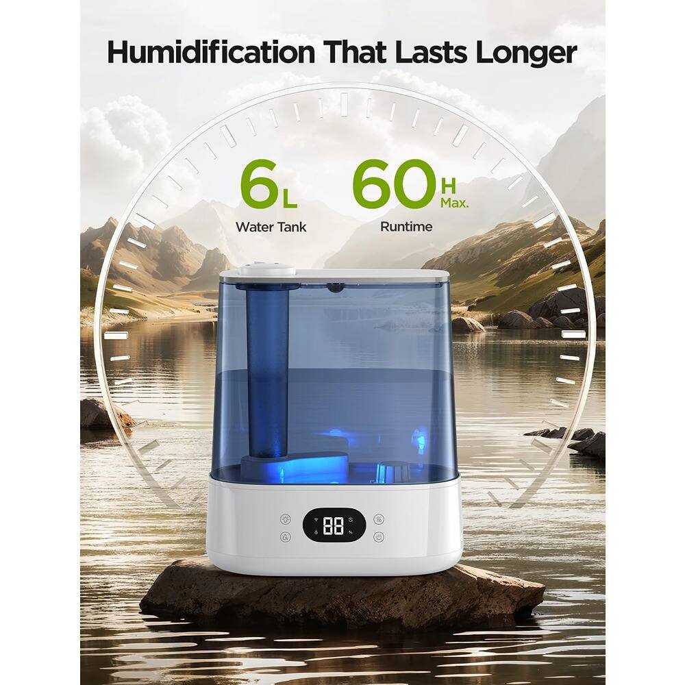 Humidification That Lasts Longer

6L Water Tank

60 H Max. Runtime