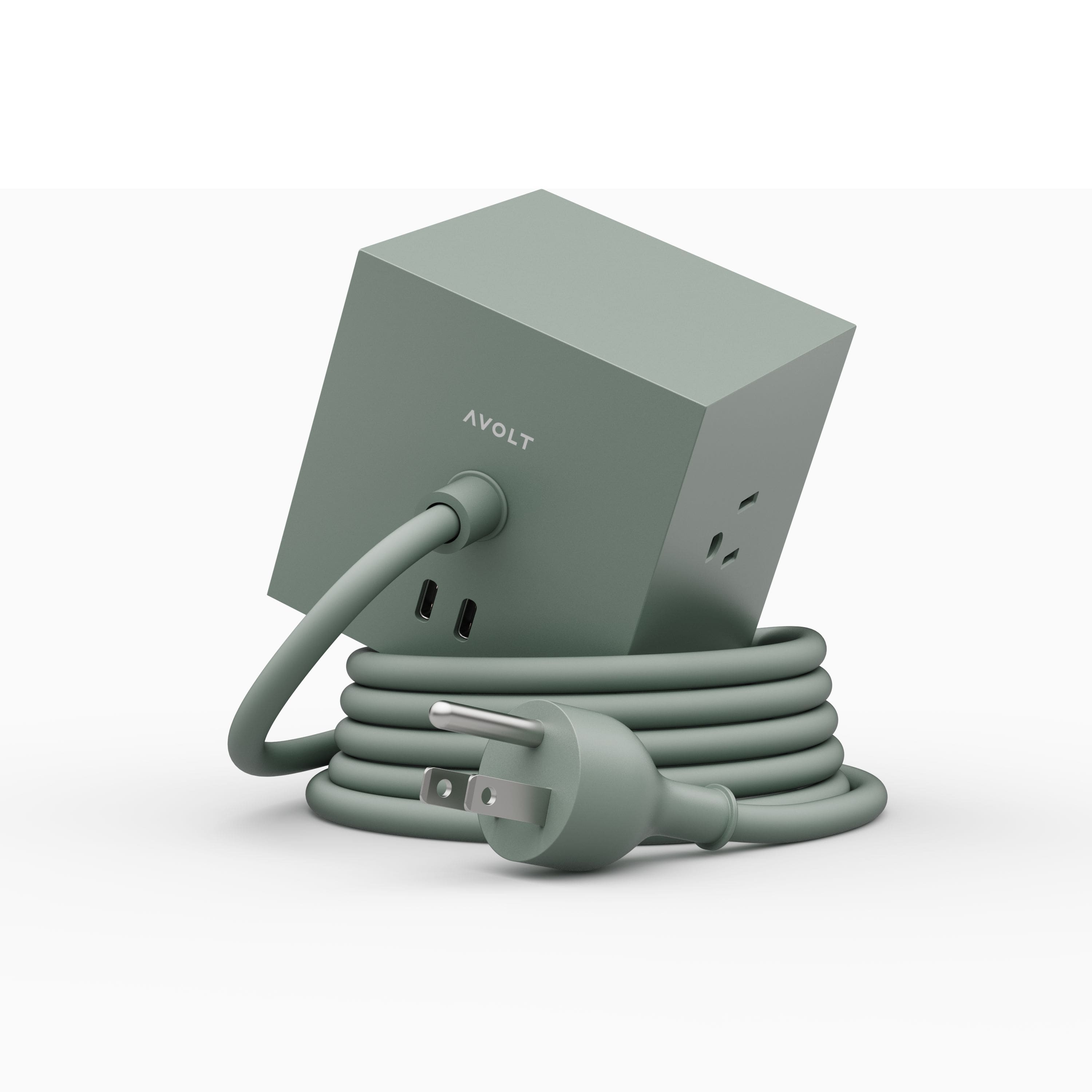 AVOLT - Power Extender with 3 Plug-ins, 2 30W USB-C - Green
