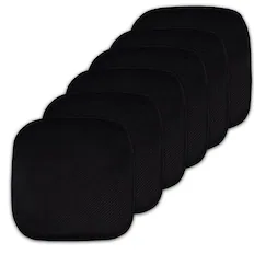 Front. Sweet Home Collection - Honeycomb Memory Foam No Slip Back 16" x 16" Chair Pad Cushion, 6-Pack - Black.