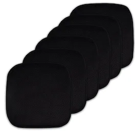 Sweet Home Collection - Honeycomb Memory Foam No Slip Back 16" x 16" Chair Pad Cushion, 6-Pack - Black