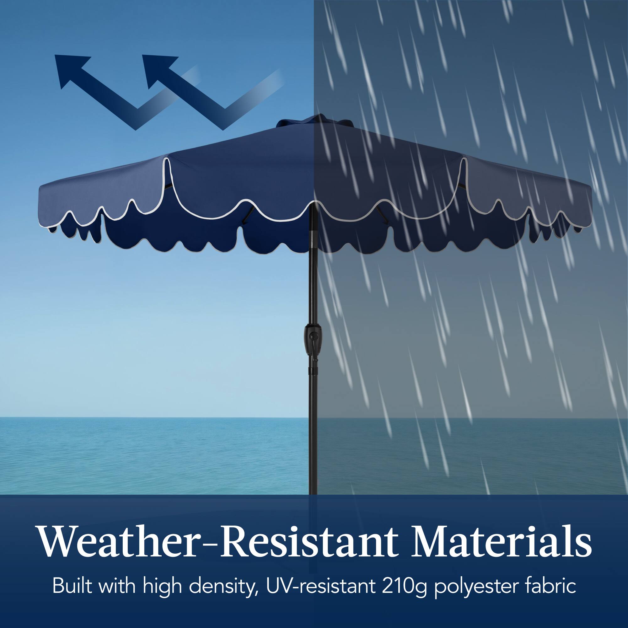 Weather-Resistant Materials  
Built with high density, UV-resistant 210g polyester fabric