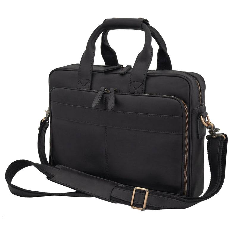 Alt View 6. Luxorro - Leather Laptop Bag for me. Fits 17" Laptops - Black.