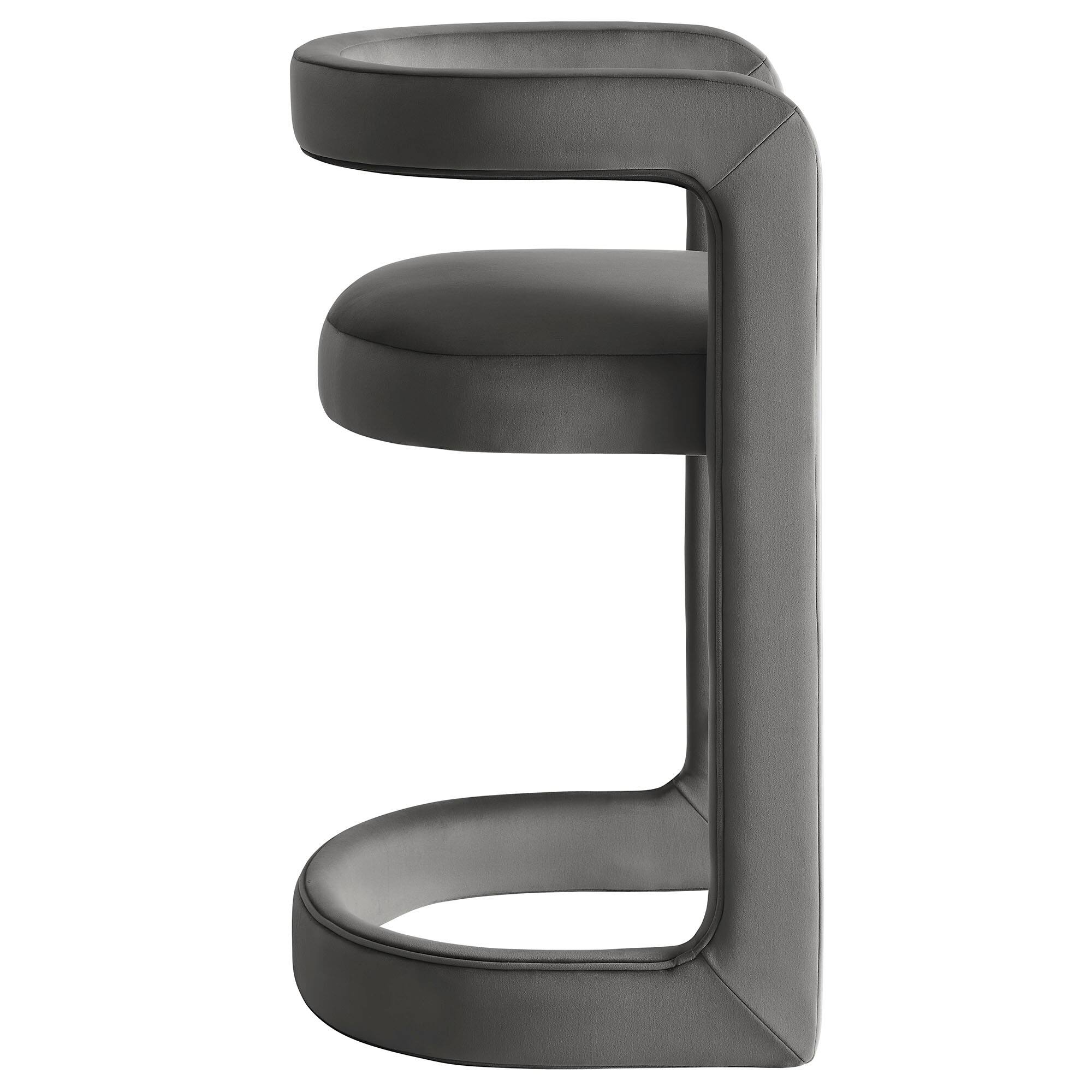 Back. Modway - Winslow Performance Velvet Counter Stool - Gray.