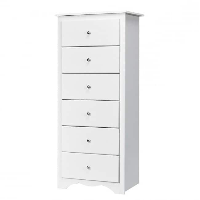 Hivvago - Modern 6 Drawer Tall Wood Dresser Chest - White