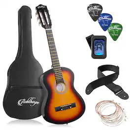 Ashthorpe - Beginner Acoustic Guitar Package - Starter Kit - Sunburst