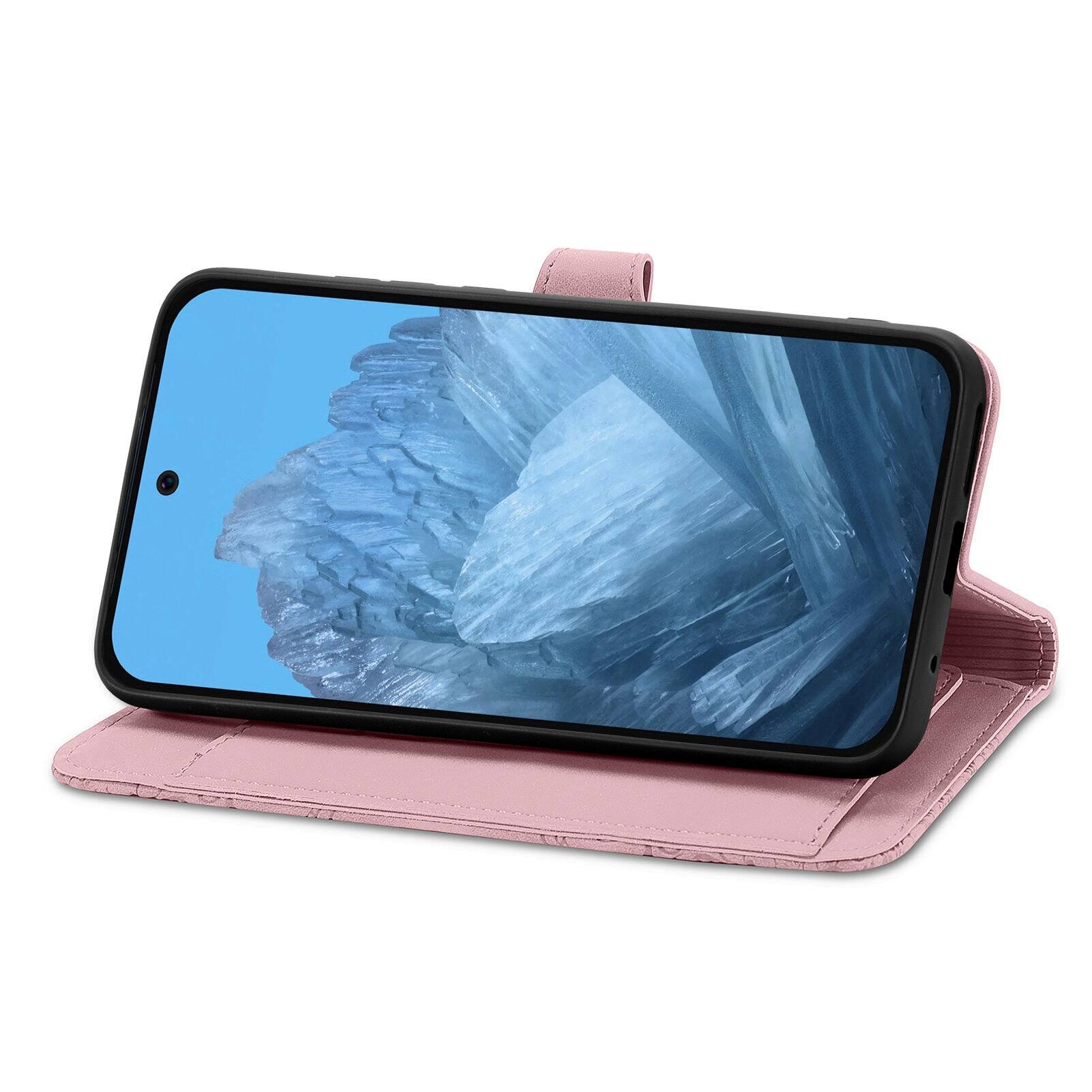 Alt View 2. Dteck - for Google Pixel 10 Pro XL/9 Pro XL Wallet Case,Shockproof PU Leather Card Holder Cover with Zipper Pocket & Wrist Strap - Pink.