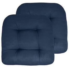 Sweet Home Collection - Patio Cushions Indoor/Outdoor Chair Pads Tufted 19" x 19", 2-Pack - Navy