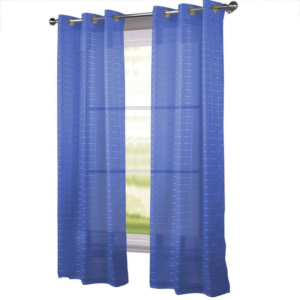 Angle. RT Designers Collection - RT Designers Collection Wanda Box Voile Light Filtering Grommet Curtain Panel 54" x 90" Neon Blue - Neon blue.