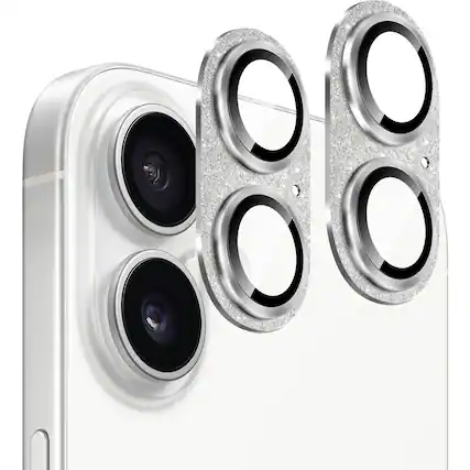 Angle. SaharaCase - Ultra-Strong Camera Lens Protector for Apple iPhone 16 and 16 Plus (2-Pack) - Glisten.