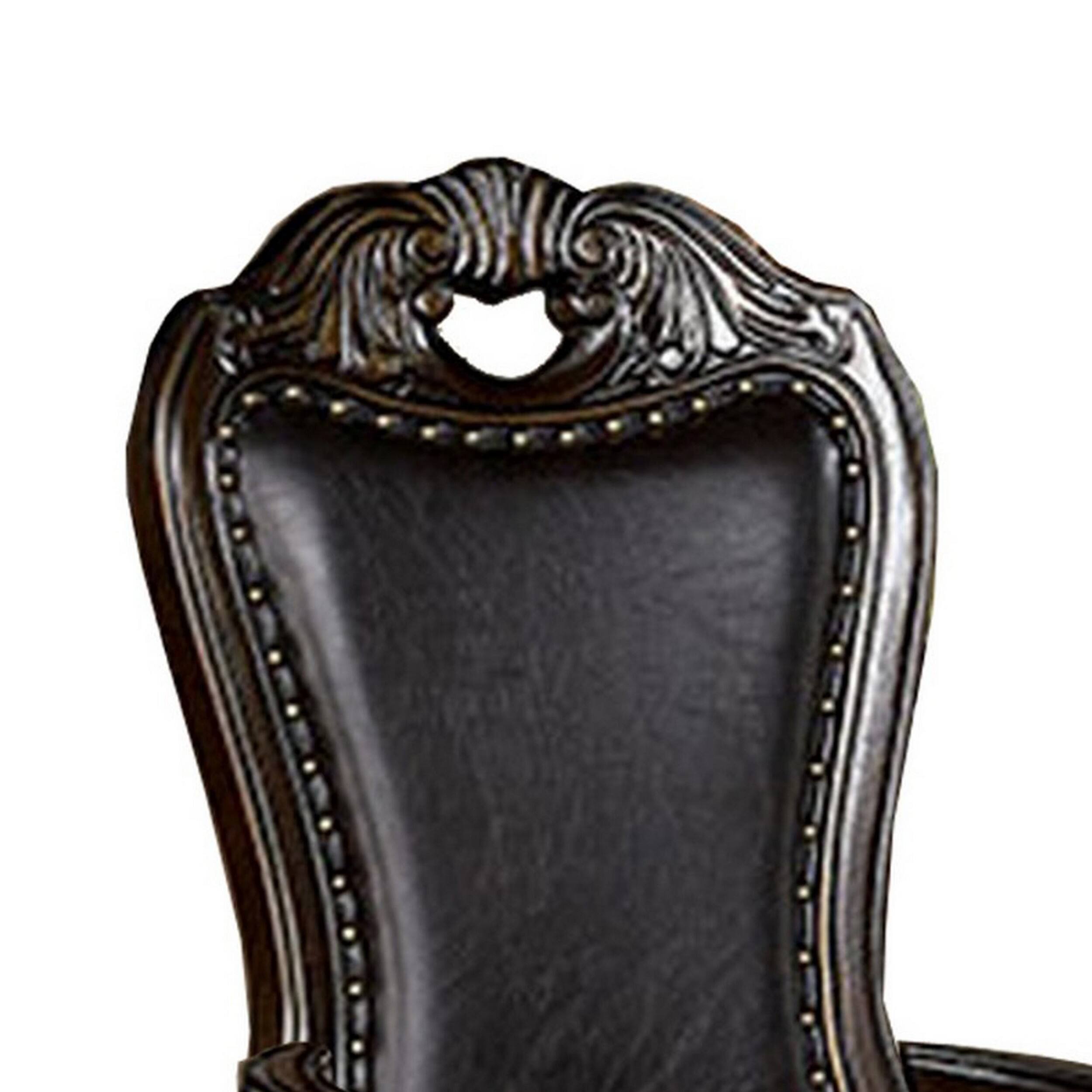 Alt View 1. Manhattan Lane - Ons 29 Inch Carved Dining Armchair, Set of 2 - Brown.