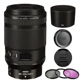 Nikon - NIKKOR Z MC 105mm f/2.8 VR S Macro Lens + Lens Filter Kit (2pc Bundle)