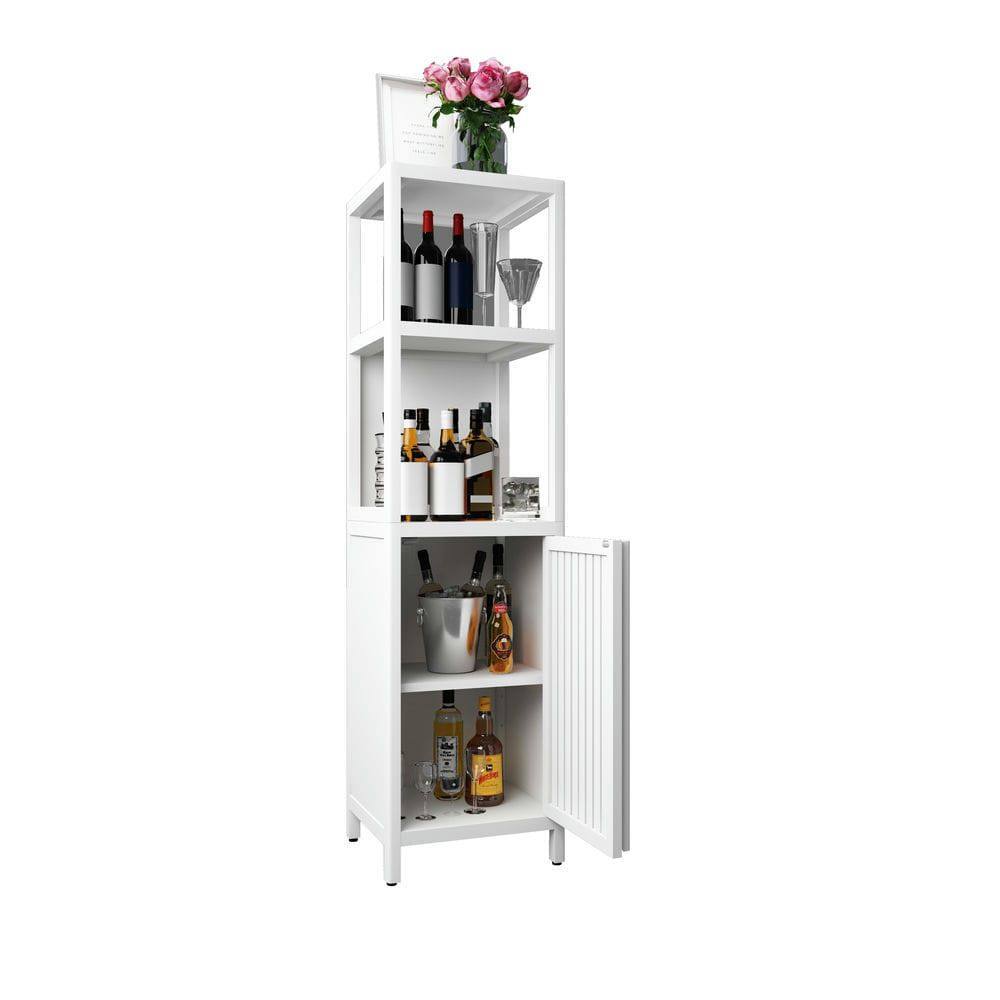 Alt View 2. Kadyn - A 52-foot-tall White linen tower bamboo storage cabinet, Suitable for main living spaces - White.